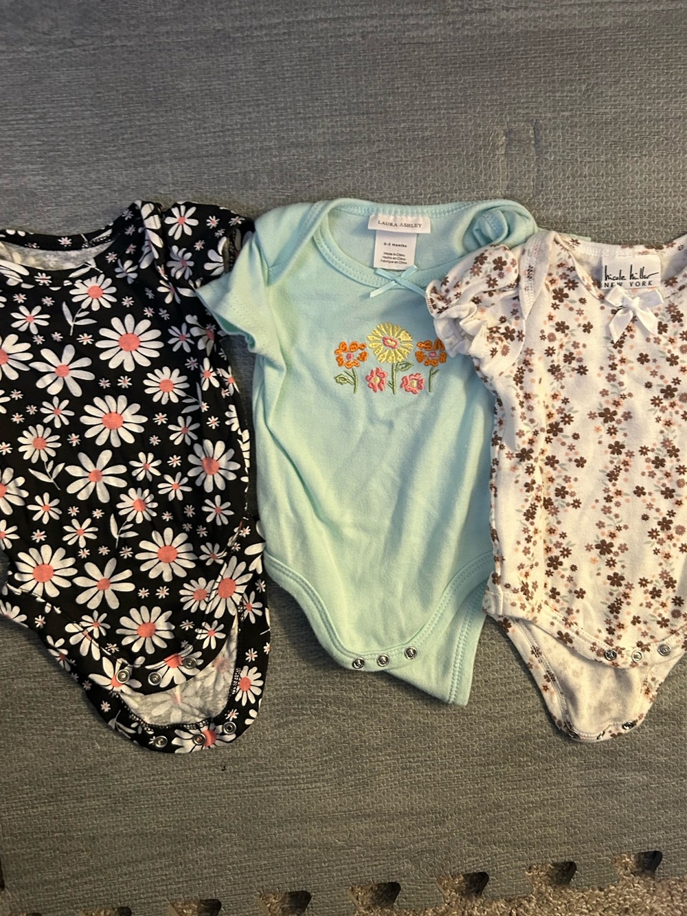 Bundle of 3 Baby Onesies, 3 different brands. All size 0-3M
